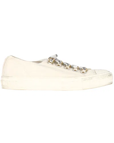 Pre-owned Dior Christian  Women's Canvas Walk'sn's Sneaker (authentic Pre-loved) In White