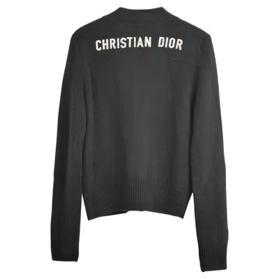 Pre-owned Dior Christian  Women's Cashmere Cardigan With Logo Back, Size Fr36/uk8 In Black