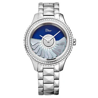 Pre-owned Dior Christian  Women's Cd153b10m002 'grand Bal' Blue Dial Diamond Swiss Watch
