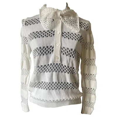 Pre-owned Dior Christian  Women's Contemporary Lace Blouse With Scarf, Size 36fr In Gray