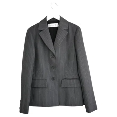 Pre-owned Dior Christian  Women's Cruise 2023 Grey Pinstripe Jacket, Size Fr36 In Gray