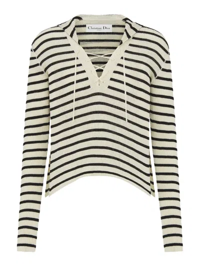 DIOR CHRISTIAN DIOR WOMEN SWEATER WITH LACES ON THE NECKLINE