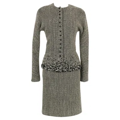 Pre-owned Dior Christian  Wool And Silk Suit Ensemble In Gray