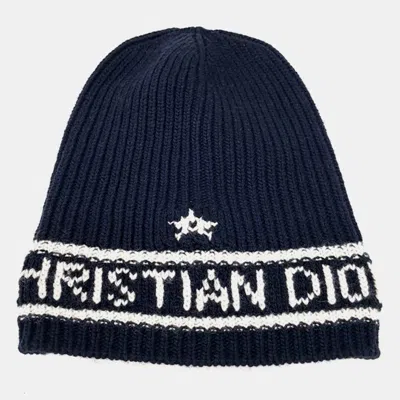 Pre-owned Dior Christian  Wool Cashmere Beanie In Navy Blue