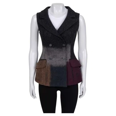 Pre-owned Dior Christian  Wool Fitted Vest - Sz/36 In Black