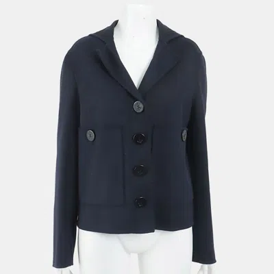 Pre-owned Dior Christian  Wool Navy Jacket 40 In Blue