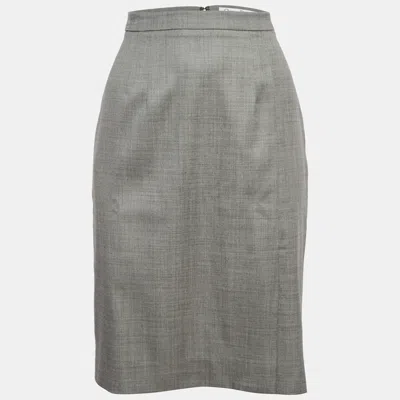Pre-owned Dior Christian  Wool Pencil Skirt M In Gray