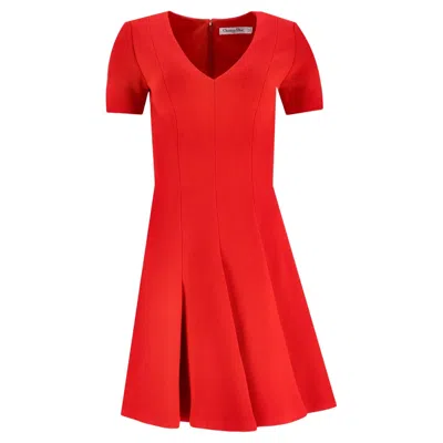 Pre-owned Dior Christian  Wool Pleated Dress In Red