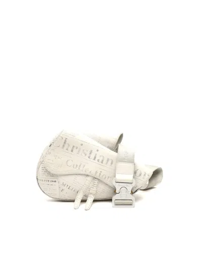 Dior Christian  X Daniel Arsham Newspaper Saddle Bag In Neutral