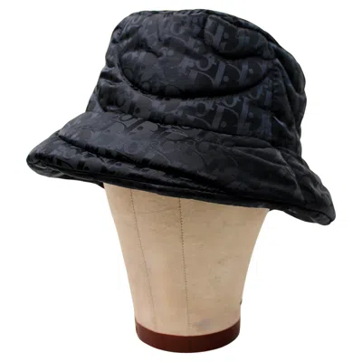 Pre-owned Dior Christian  X Erl Black Monogram Puffer Bucket Hat