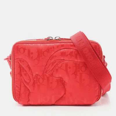 Pre-owned Dior Christian  X Erl Mirage Crossbody Shoulder Bag Nylon Leather Red