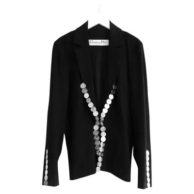 Pre-owned Dior Christian  X Galliano Ss04 Medallion Coin Trim Jacket In Black
