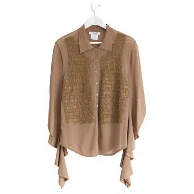 Pre-owned Dior Christian  X John Galliano Spring 2002 Leather Appliqué Blouse In Brown