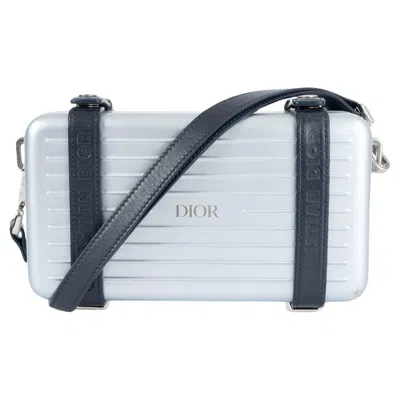 Pre-owned Dior Christian  X Rimowa Blue Aluminum 2022 Personal Clutch Crossbody Bag