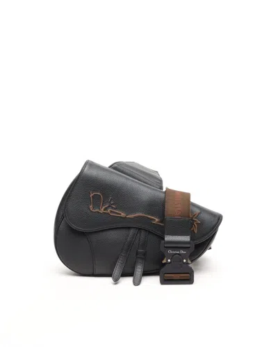 Dior Christian  X Travis Scott Cactus Jack Saddle Sling Bag In Black