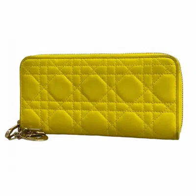 Pre-owned Dior Christian  Yellow Leather Long Wallet (bi-fold) ()
