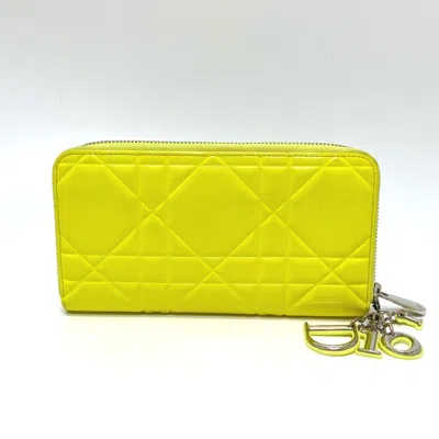Pre-owned Dior Christian  Yellow Leather Long Wallet (bi-fold) ()