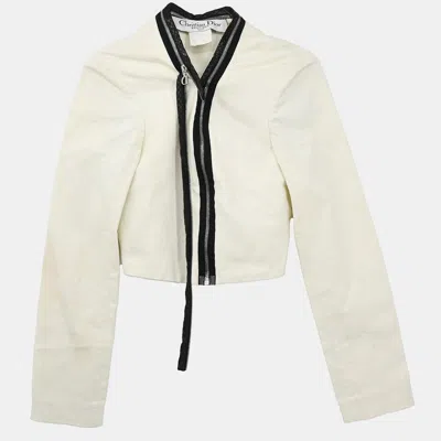 Pre-owned Dior Christian  Zip Up Jacket White Fr 38 In Black