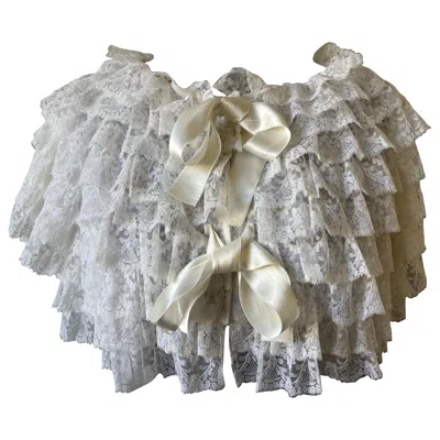 Pre-owned Dior Christian Lace Capelet With Satin Bows, Circa Late 20th Century In Gray