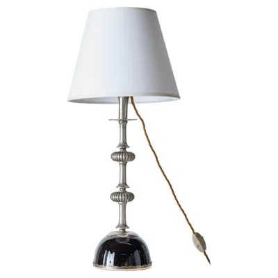 Pre-owned Dior Chrome & Enameled Brass Table Lamp By Christian  In Transparent