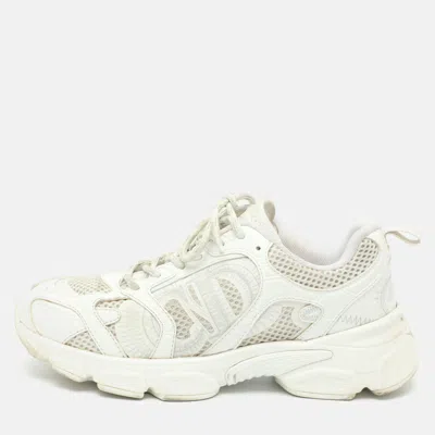 Pre-owned Dior Chrono Size 38 White Mesh Low Top Sneakers