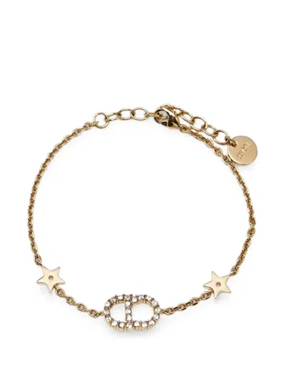 Pre-owned Dior Clair D Lune Crystal Bracelet In Gold