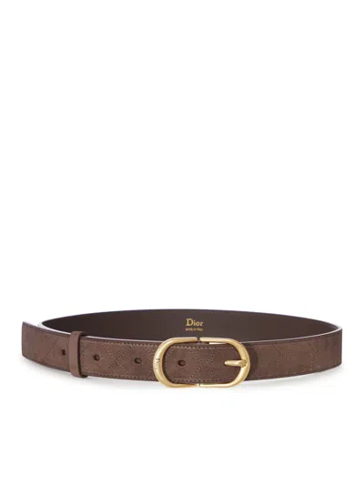 Dior Classy Cd Belt In Suede Calfskin In Brown