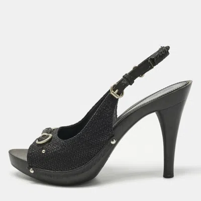 Pre-owned Dior Clog Ankle Strap Sandals Size 39.5 In Black