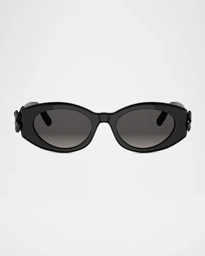 Dior Clover B1i Oval Sunglasses In Black