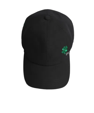 Dior Clover Cap In Cotton Canvas In Black