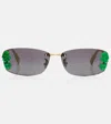Dior Clover Embellished Rectangular Sunglasses In Gold