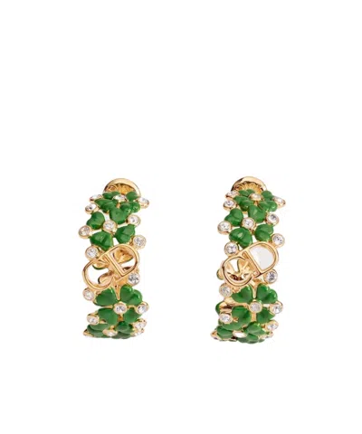Dior Clover Garden Hoop Earrings In Gold