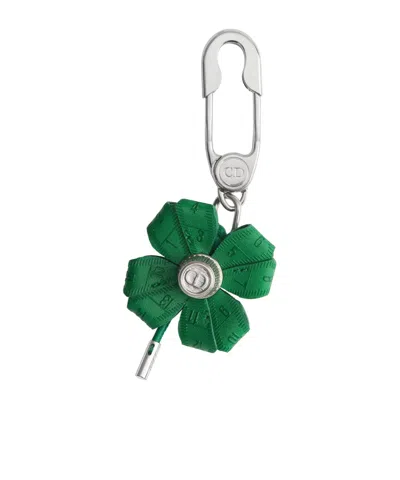 Dior Clover Key Ring In Bright Green