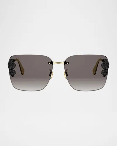 Dior Clover S1u Metal Square Sunglasses In Gold