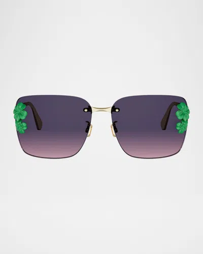Dior Clover S2u Metal Square Sunglasses In Purple