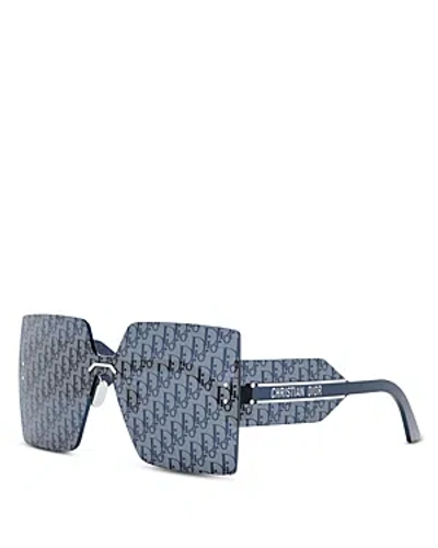 Dior Club M5u Mask Sunglasses, 145mm In Blue Mirrored