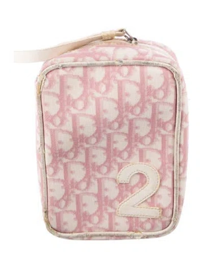 Pre-owned Dior Coated Canvas Cosmetic Bag In Pink