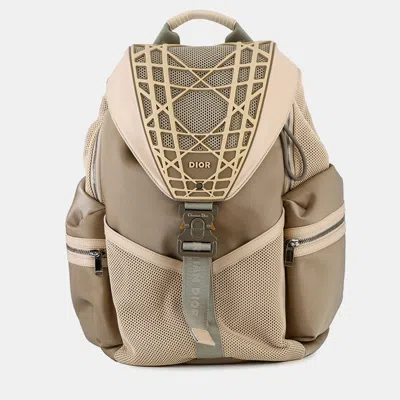 Pre-owned Dior Cobra Backpack Khaki/beige Nylon Mesh In Sand