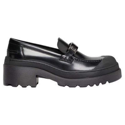Pre-owned Dior Code Leather Loafer It41 In Black