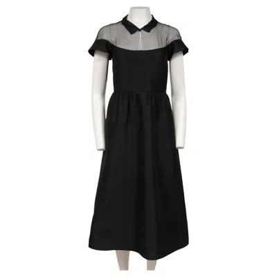 Pre-owned Dior Cold Shoulder Midi Dress Size Fr 36 Us 4 Black Wool Silk Blend Evening Gown