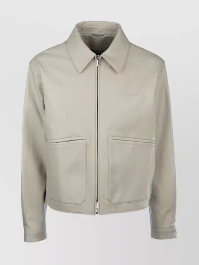 Dior Collared Long Sleeve Front Pocket Jackets In Beige