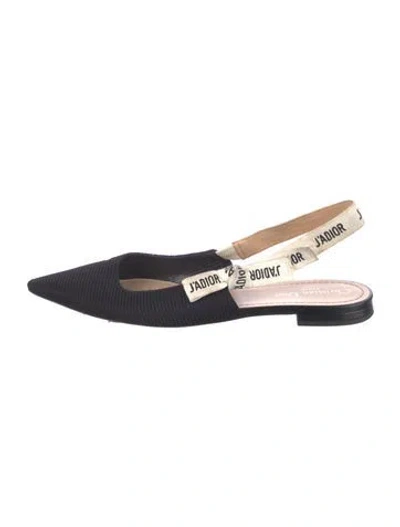 Pre-owned Dior Colorblock Pattern Bow Accents Slingback Flats In Black