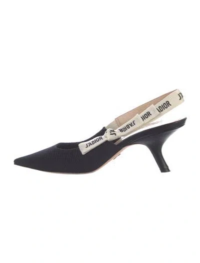 Pre-owned Dior Colorblock Pattern Bow Accents Slingback Pumps In Blue