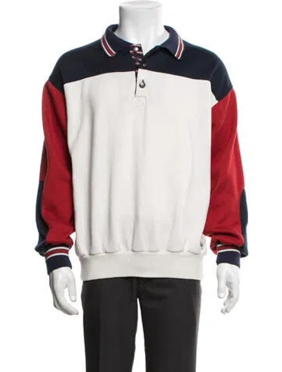Pre-owned Dior Colorblock Pattern Collar Polo Sweater In Red