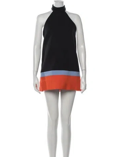 Pre-owned Dior Colorblock Pattern Mini Dress In Black