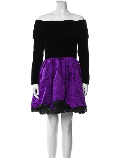 Pre-owned Dior Colorblock Pattern Mini Dress In Purple