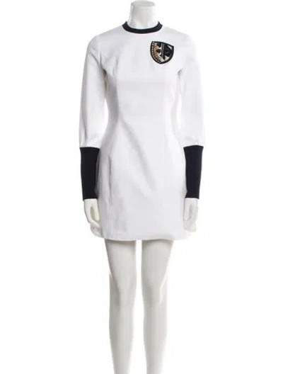Pre-owned Dior Colorblock Pattern Mini Dress In White
