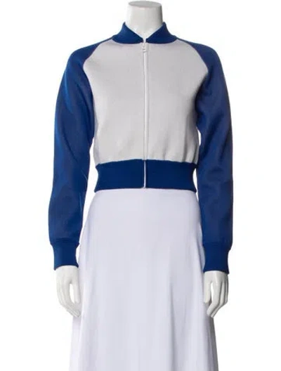 Pre-owned Dior Colorblock Pattern Mock Neck Sweater In White