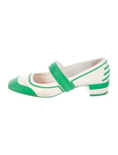 Pre-owned Dior Colorblock Pattern Mules In Green