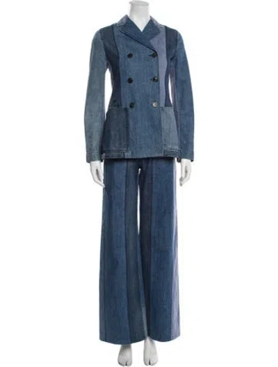 Pre-owned Dior Colorblock Pattern Pantsuit In Blue